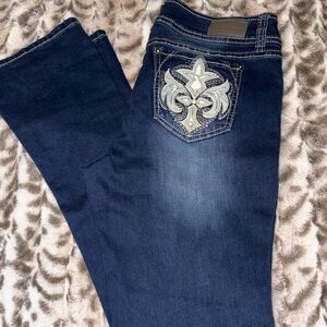 Hydraulic Dark Blue Boot Cut Jeans with Embroidered Pockets Juniors size 13/14